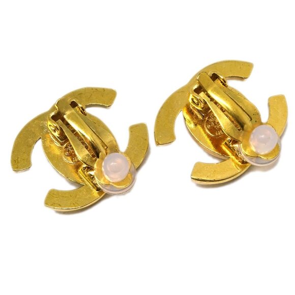 Chanel CC Turnlock Earrings Clip-On Gold Small 96P 163441 - Picture 3 of 4